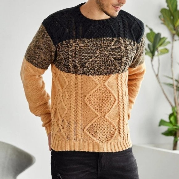 Tan Mens Knit Sweater - Picture 3 of 5